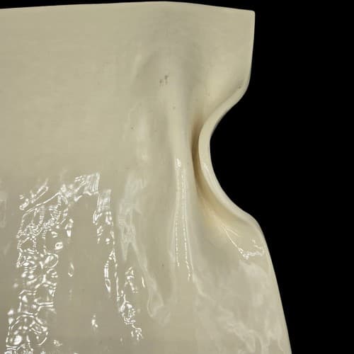 Art Pottery Serving Plate Lighthouse Built In Handle Signed Shell Knife - Thumbnail 2