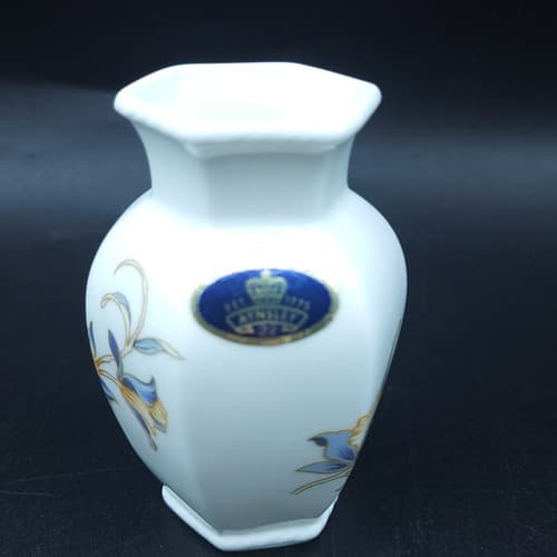 Aynsley Mini Vase Bone China White JUST ORCHIDS 3.25" Made in England Stamped - Thumbnail 3