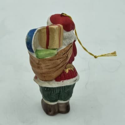Vintage Lot 4 Santas Ceramic Bisque Ornaments Figurine Handpainted 4in - Thumbnail 13