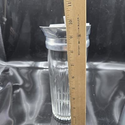 Vintage Cocktail Shaker Indiana Glass Barware Heavy Glass Bottom Aluminum Lid - Thumbnail 9