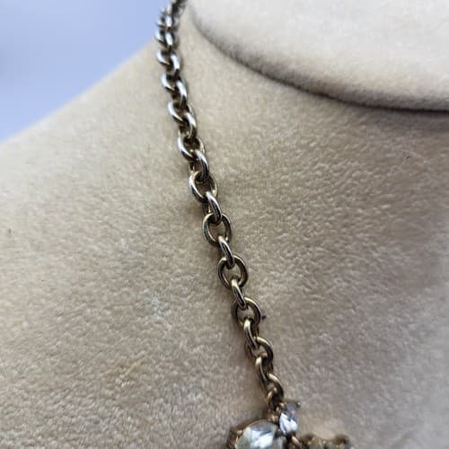 J. Crew Crystal Rhinestone & Black Marquis Necklace Gold Tone 20" Signed - Thumbnail 8