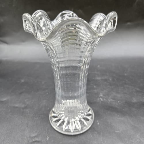 Imperial Glass Clear Swung Ripple & Ribbon Vase