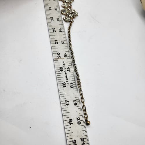 J. Crew Crystal Rhinestone & Black Marquis Necklace Gold Tone 20" Signed - Thumbnail 6