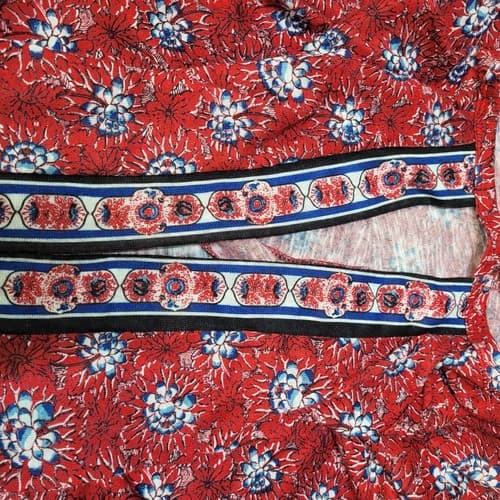 Suzanne Betro Weekend Womens Top Tunic Plus Red 1X Cold Shoulder Floral Spring - Thumbnail 15