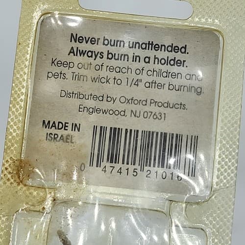 Holy Land Dinner Candles Two 10in Gold Tapers New in Package Made in Israel NOS - Thumbnail 3