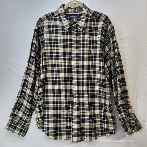 Ralph Lauren Mens Shirt Black White Check XXL Cotton Classic Black Little Pony - Thumbnail 7