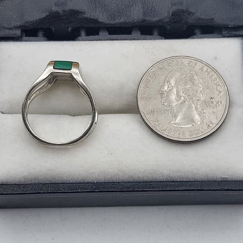 Native American Turquoise Ring Inlaid Stone Open Sterling Silver Unmarked Sz 5 - Thumbnail 7