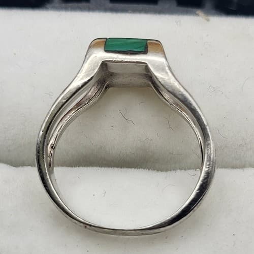 Native American Turquoise Ring Inlaid Stone Open Sterling Silver Unmarked Sz 5 - Thumbnail 2