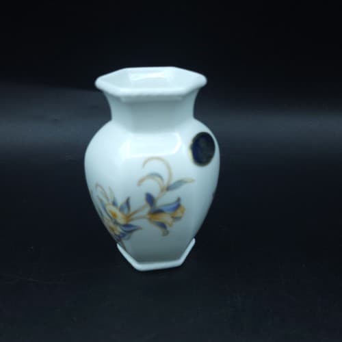 Aynsley Mini Vase Bone China White JUST ORCHIDS 3.25" Made in England Stamped - Thumbnail 2