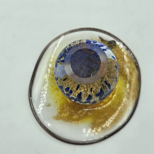 Vintage Mushrooms Art Glass Set 3 Small Snail Accent Blues Gold Handblown - Thumbnail 8