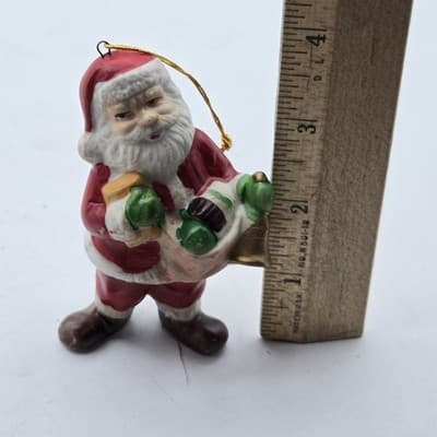 Vintage Lot 4 Santas Ceramic Bisque Ornaments Figurine Handpainted 4in - Thumbnail 21