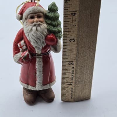 Vintage Lot 4 Santas Ceramic Bisque Ornaments Figurine Handpainted 4in - Thumbnail 24