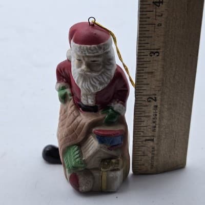 Vintage Lot 4 Santas Ceramic Bisque Ornaments Figurine Handpainted 4in - Thumbnail 23