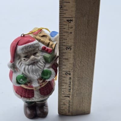 Vintage Lot 4 Santas Ceramic Bisque Ornaments Figurine Handpainted 4in - Thumbnail 22