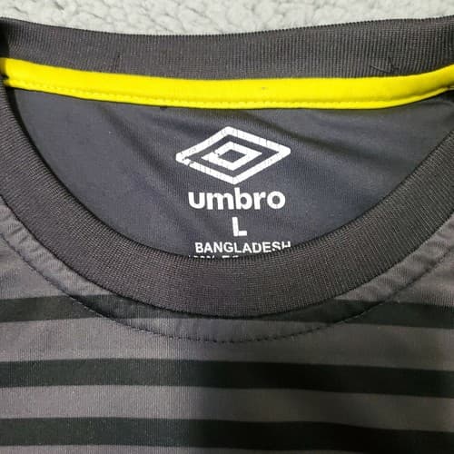 Umbro Mens Shirt Gray L Barcelona Soccer Polyester Spain Football Striped Tee - Thumbnail 2