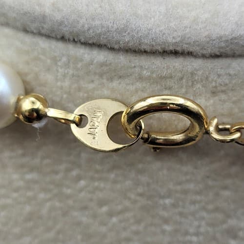 White Faux Pearl Bead Necklace 31" Black Diamond Shape Accent Beads Marked Japan - Thumbnail 6