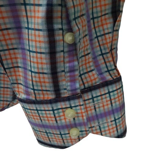 Thomas Dean Mens Shirt L Long Sleeve Cotton Casual Workwear Orange Check - Thumbnail 4