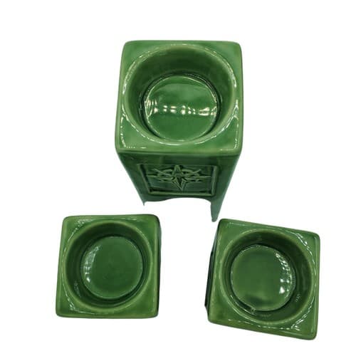 Christmas Tea Lights Pillar Candleholder Set 3 Square Green Scripture Wise Men - Thumbnail 4