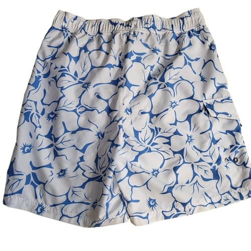 Nautica Mens Swim Shorts White Blue M Boardshorts Pockets Elastic Waist - Thumbnail 4