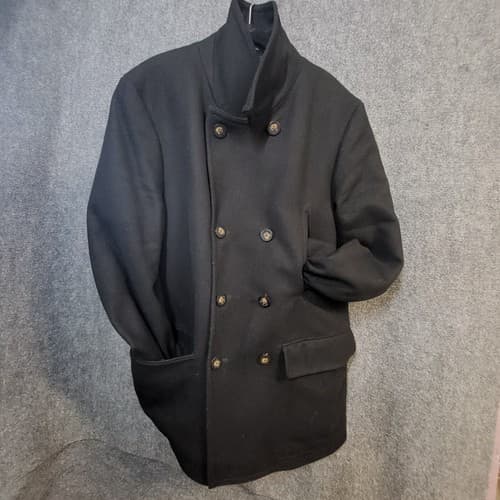Ralph Lauren Mens Peacoat Black 40R Wool Blend Double Breasted Lightweight Lined - Thumbnail 4