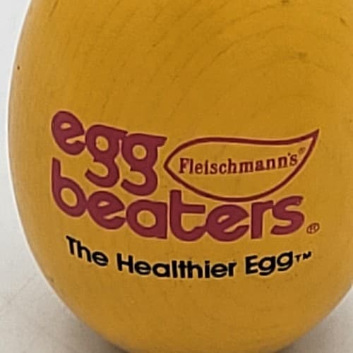 Vintage Fleischmens EGG BEATERS Yellow Wooden Egg Nabisco Foods Promotion RARE - Thumbnail 3