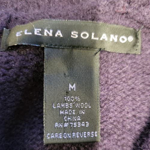 Elena Solano Womens Sweater Purple M Lambs Wool Cardigan Open Pockets One Button - Thumbnail 8