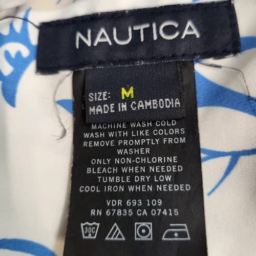 Nautica Mens Swim Shorts White Blue M Boardshorts Pockets Elastic Waist - Thumbnail 6