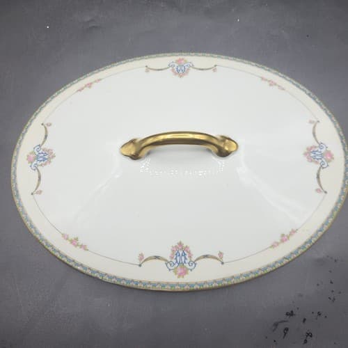 Vintage Nortiake Laureate Oval Covered Casserole Dish White Floral Swags 1921 - Thumbnail 4