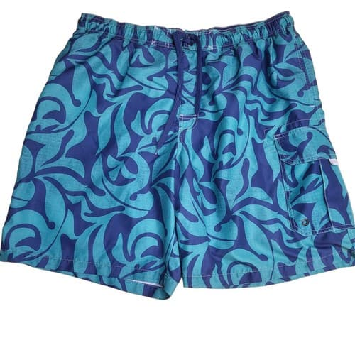 Kohls Mens Swim Shorts Blue XL Teal Pockets Elastic Waist Mesh Brief Boardshorts - Thumbnail 2