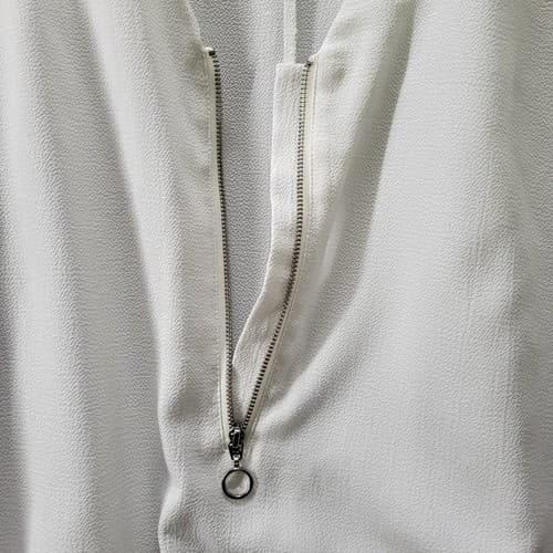 Rachel Roy Womens Top Blouse White S Poly Blend V-Neck Zipper Hi Low Vent Back - Thumbnail 9