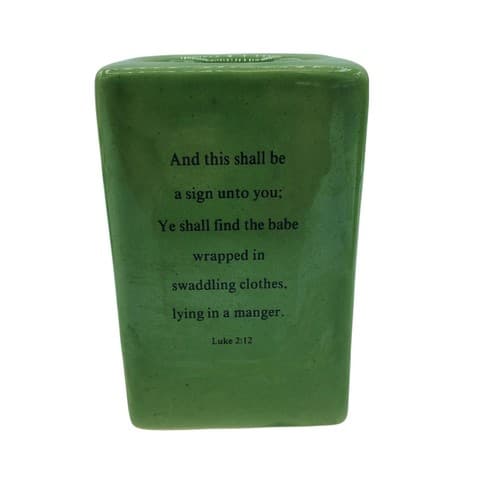 Christmas Tea Lights Pillar Candleholder Set 3 Square Green Scripture Wise Men - Thumbnail 7