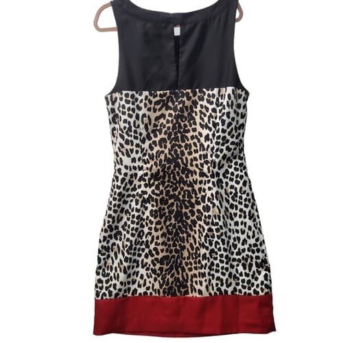 White House Black Market Womens Dress Black Red 2 Rayon Spandex Leopard Print - Thumbnail 3