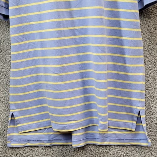 POLO Ralph Lauren Mens Shirt Vintage Blue XL Stripe Yellow 90s Cotton Pique - Thumbnail 6