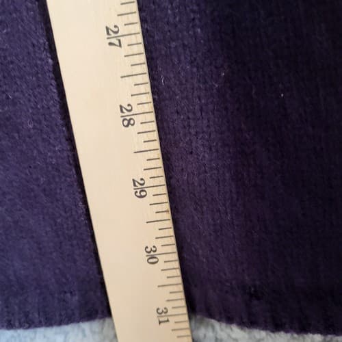 Elena Solano Womens Sweater Purple M Lambs Wool Cardigan Open Pockets One Button - Thumbnail 10