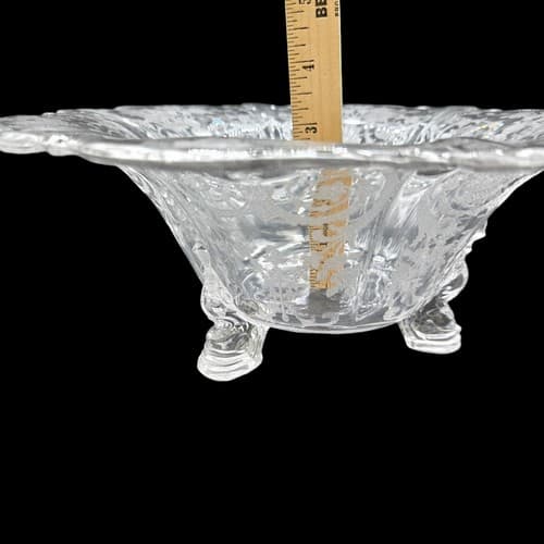 Vintage Heisey Glass Etched Bowl Tearose 3-Toed Footed Compote Elegant Decor - Thumbnail 6