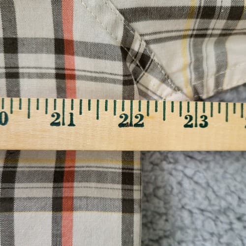 Wranger RED Mens Shirt Pearl Snap Tan Check L Cotton Blend Western Pocket - Thumbnail 9