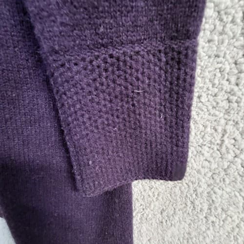 Elena Solano Womens Sweater Purple M Lambs Wool Cardigan Open Pockets One Button - Thumbnail 7