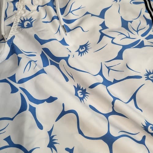 Nautica Mens Swim Shorts White Blue M Boardshorts Pockets Elastic Waist - Thumbnail 9