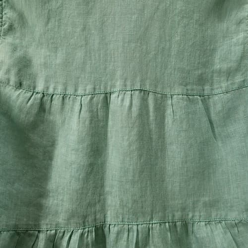 Sigrid Olsen Womens Shirt Top Green S Linen Tunic Light Ruffled V-Neck Spring - Thumbnail 4
