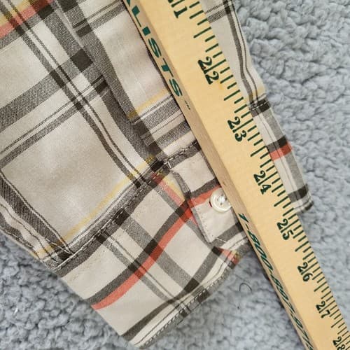 Wranger RED Mens Shirt Pearl Snap Tan Check L Cotton Blend Western Pocket - Thumbnail 8