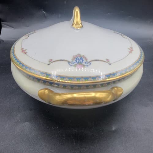 Vintage Nortiake Laureate Oval Covered Casserole Dish White Floral Swags 1921 - Thumbnail 16