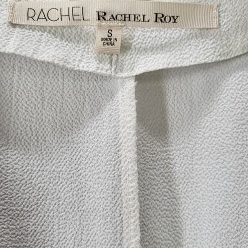 Rachel Roy Womens Top Blouse White S Poly Blend V-Neck Zipper Hi Low Vent Back - Thumbnail 5