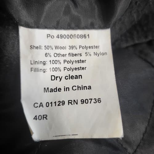 Ralph Lauren Mens Peacoat Black 40R Wool Blend Double Breasted Lightweight Lined - Thumbnail 15
