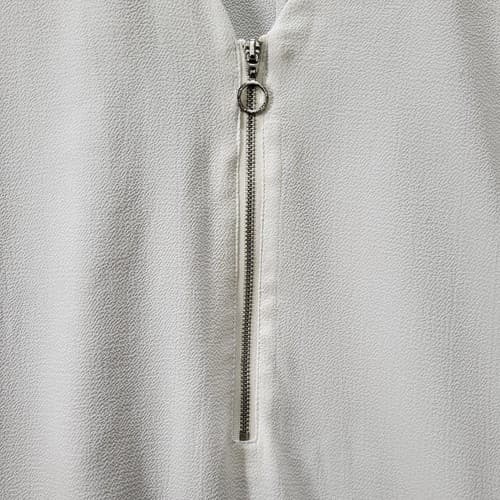 Rachel Roy Womens Top Blouse White S Poly Blend V-Neck Zipper Hi Low Vent Back - Thumbnail 3
