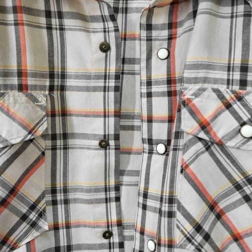 Wranger RED Mens Shirt Pearl Snap Tan Check L Cotton Blend Western Pocket - Thumbnail 4