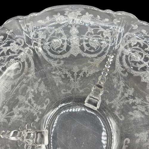 Vintage Heisey Glass Etched Bowl Tearose 3-Toed Footed Compote Elegant Decor - Thumbnail 7