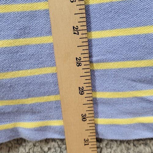 POLO Ralph Lauren Mens Shirt Vintage Blue XL Stripe Yellow 90s Cotton Pique - Thumbnail 9