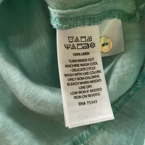 Sigrid Olsen Womens Shirt Top Green S Linen Tunic Light Ruffled V-Neck Spring - Thumbnail 6