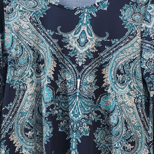 Sunny Leigh Womens Blouse Top Blue M High-Low Tunic Ballet Sleeves Boho Stretch - Thumbnail 4