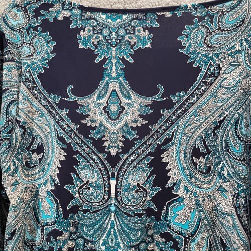 Sunny Leigh Womens Blouse Top Blue M High-Low Tunic Ballet Sleeves Boho Stretch - Thumbnail 6